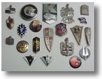 sample of unrestored enameled car emblems